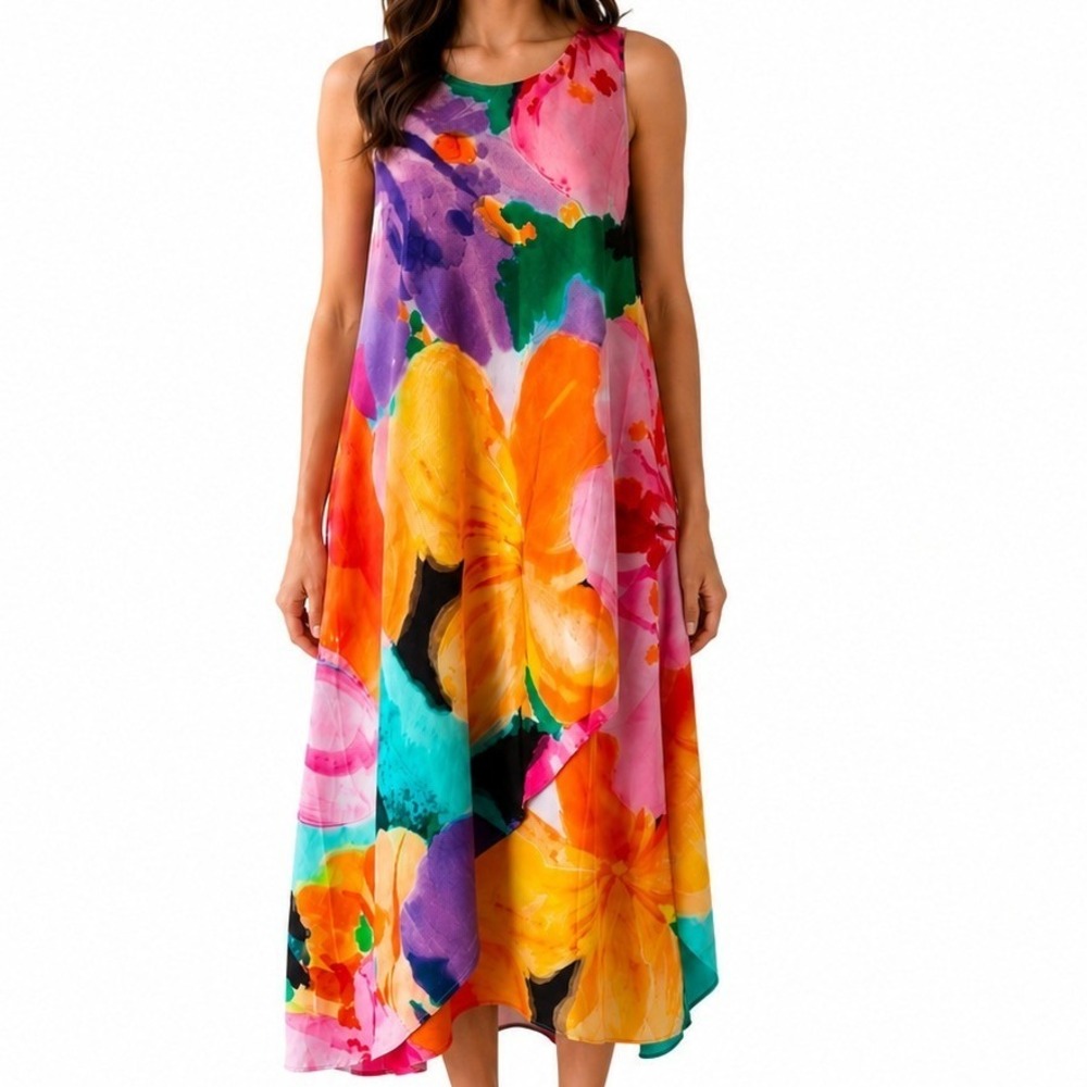 Lauren Ralph Lauren Womens 10 Floral Shift Dress Sleeveless Lined Crepe